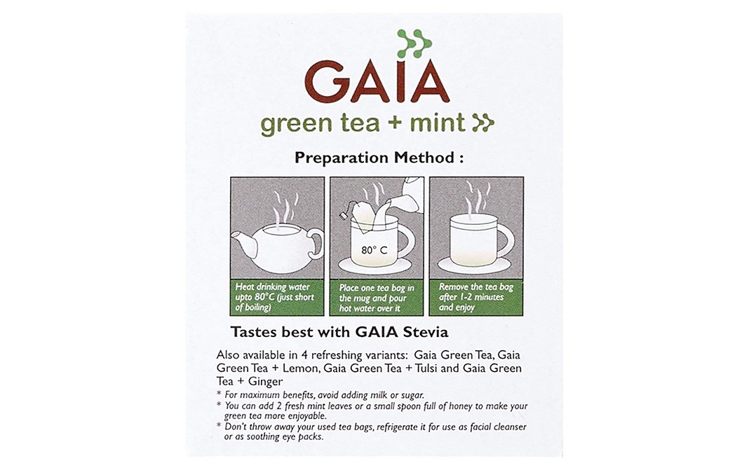 Gaia Green Tea + Mint    Box  25 pcs